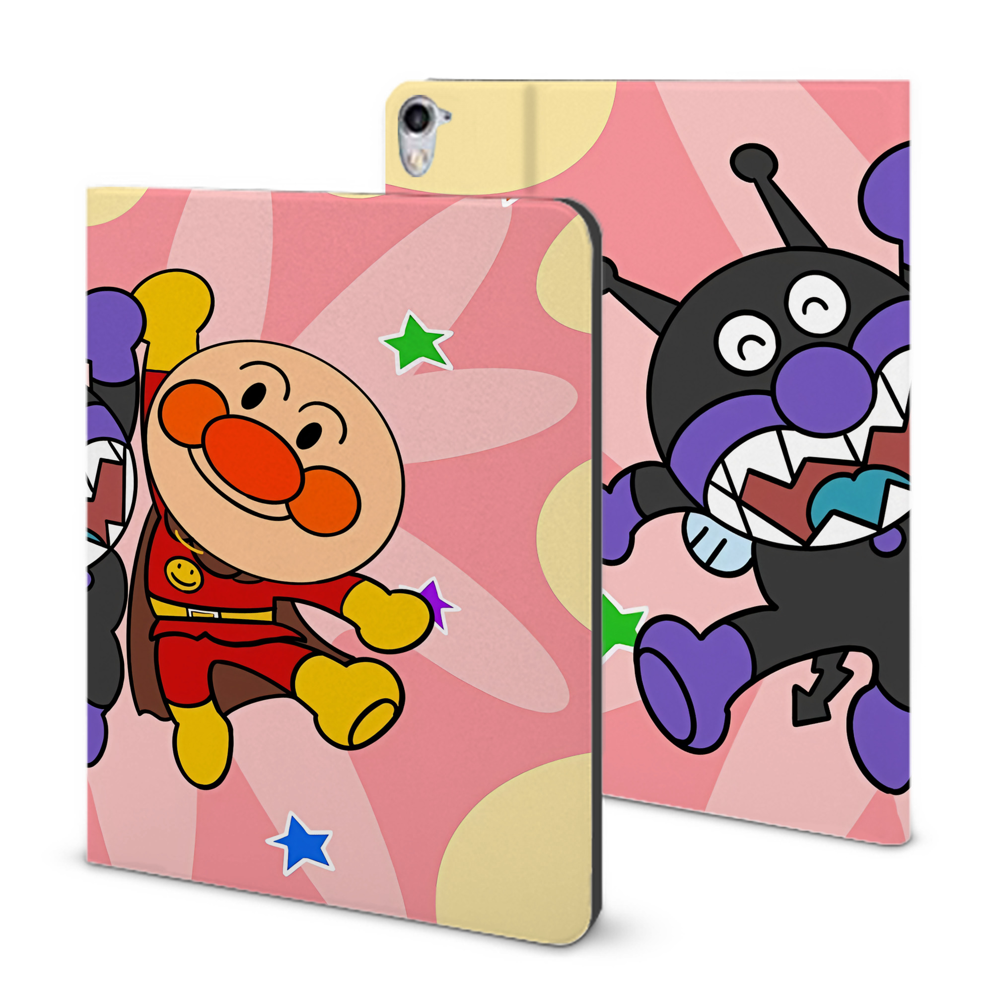 （画像用） アンパンマン Anpanman IPad ケース ブック型 PUレザー TPU 耐衝撃 軽量 薄型 ペン収納なし 全面保護 IPad 各モデル対応